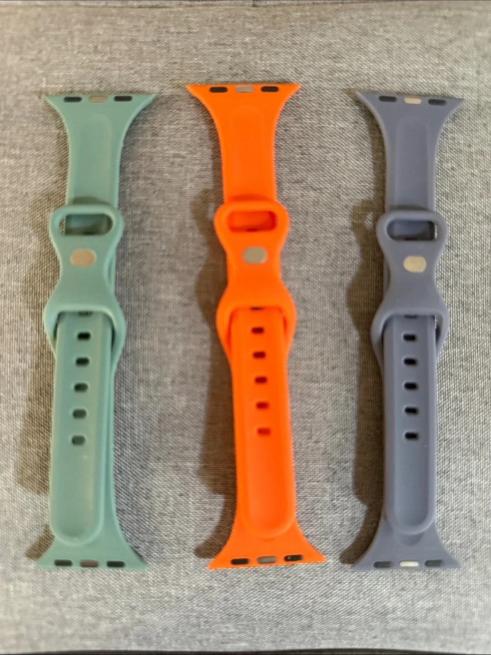 Silicone Watch Bands Trio — Sage Green, Bright Orange, Slate Gray